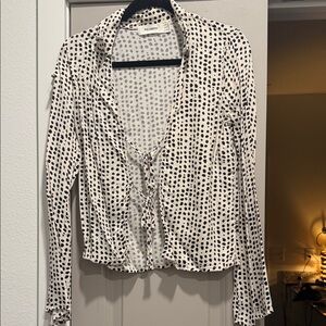 Pull&Bear Black and White Polka Dot Top